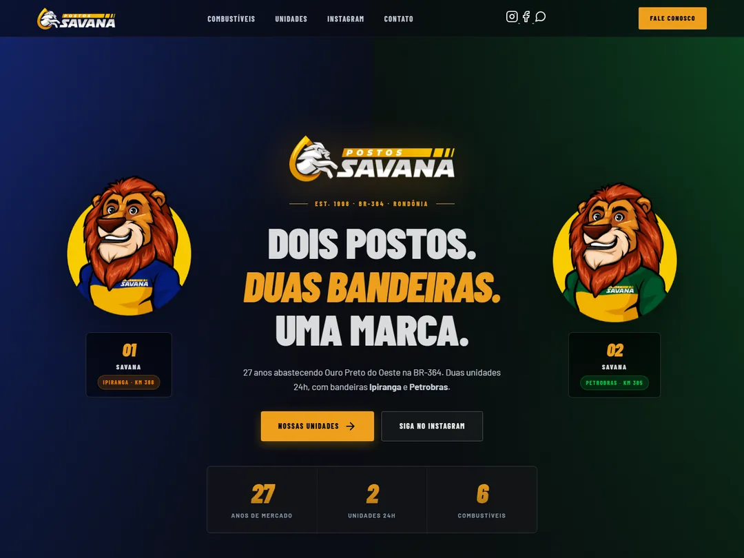 Site Auto Postos Savana, captura de tela