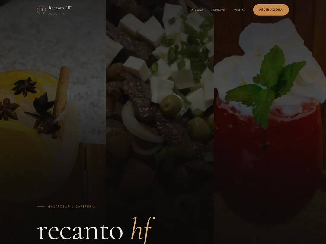 Site Recanto HF, captura de tela